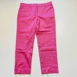 NWT Ann Taylor LOFT Pant Trouser Slim Linen Twill Barbiecore Pink Stretch Beach